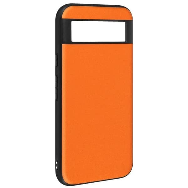 AVIZAR Skyddsfodral för Google Pixel 8A - Bi-material Läderlook - Orange Orange