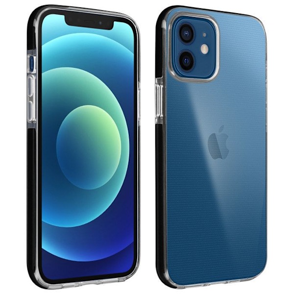 Coque iPhone 12 / 12 Pro Fleksibel Krom Kant Bag Transparent Akashi Sort Svart