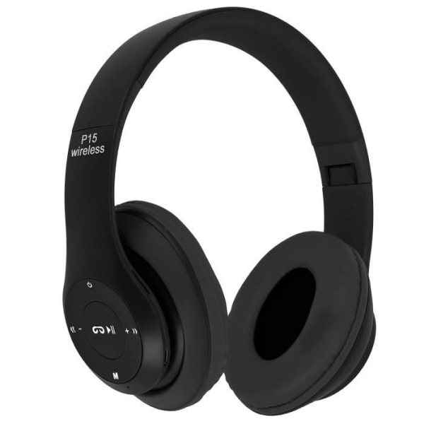 Trådlösa hörlurar Bluetooth 4.0/jack 3.5 mm micro-SD FM-radio P15 Svart