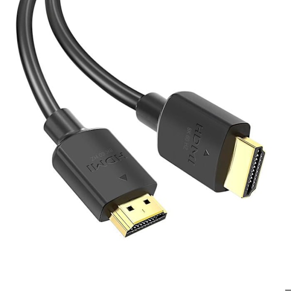 HDMI 2.1 kaapeli 8K 60Hz TV:lle, kullatut liittimet, 2m, Swissten, musta