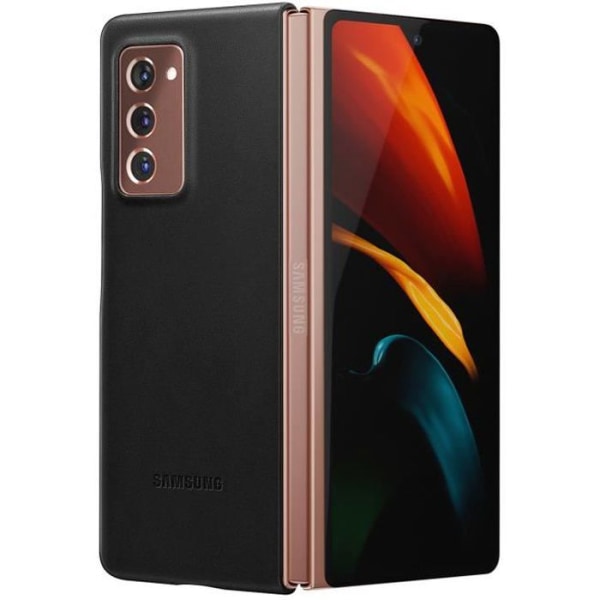 Coque - Samsung - Galaxy Z Fold 2 - ægte læder - blød berøring - robust beskyttelse Svart