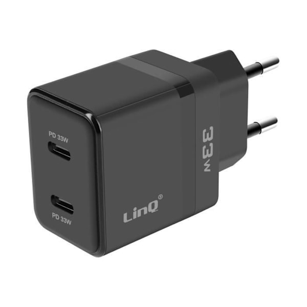 USB-C Väggladdare - LINQ - LinQ - Power Delivery 3.0 - 33W - Svart Svart