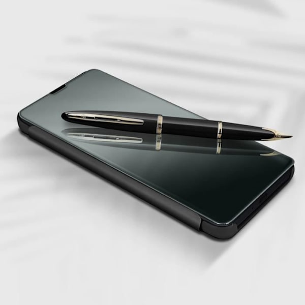 Hölster - AVIZAR - Oppo Find X3 Pro - Genomskinlig lock - Spegeleffekt - Svart videostöd Svart