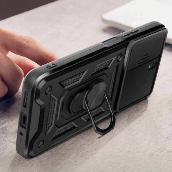 Taske til Xiaomi Redmi 13C Ring Support Skydekamera Cover Sort Svart