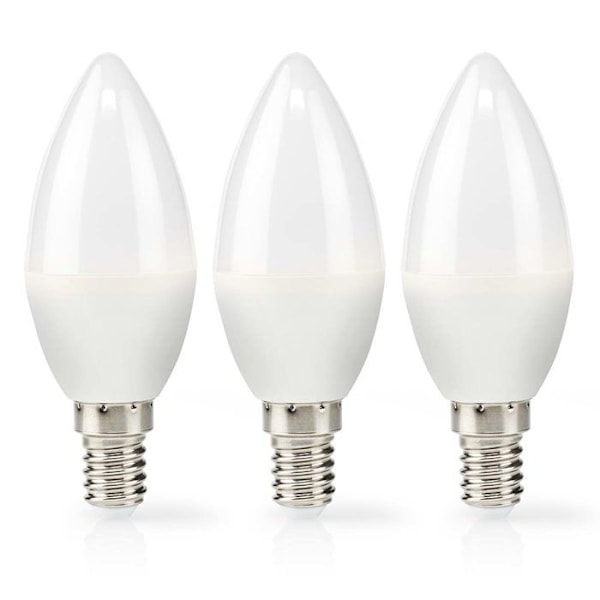 Förpackning med 3 LED-lampor E14 4,9 W 470 lm 2700 K Fyrkantig Form Nedis Vit Vit
