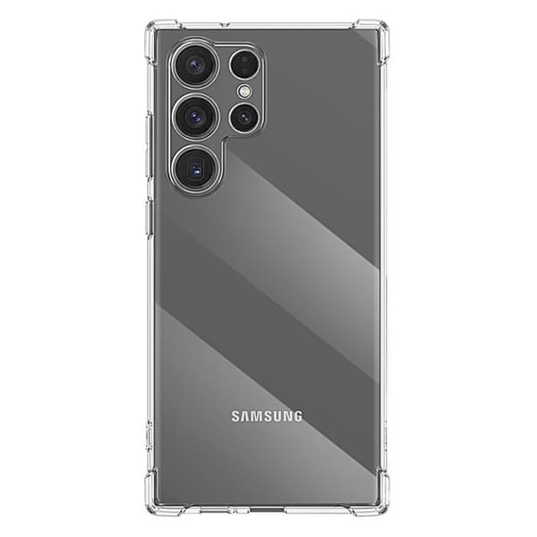 Silicone cover til Galaxy S22 Ultra med forstærkede stødabsorberende hjørner Mayaxess Transparent Vit