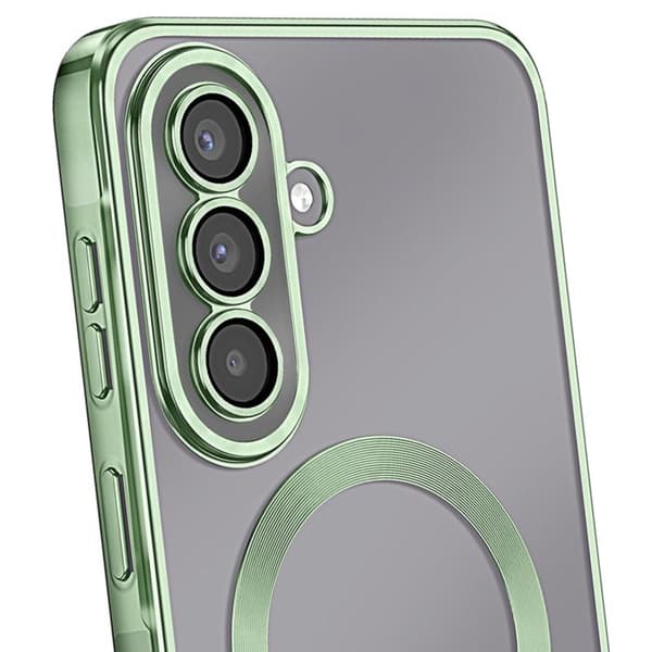 Skræddersyet MagSafe Silikone Cover til Galaxy A57 med Grøn Kromkant Grön