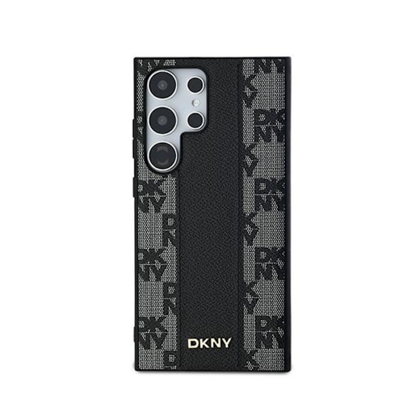 DKNY Rutigt läder Mono Pattern MagSafe - Fodral till Samsung Galaxy S24 Ultra (svart)