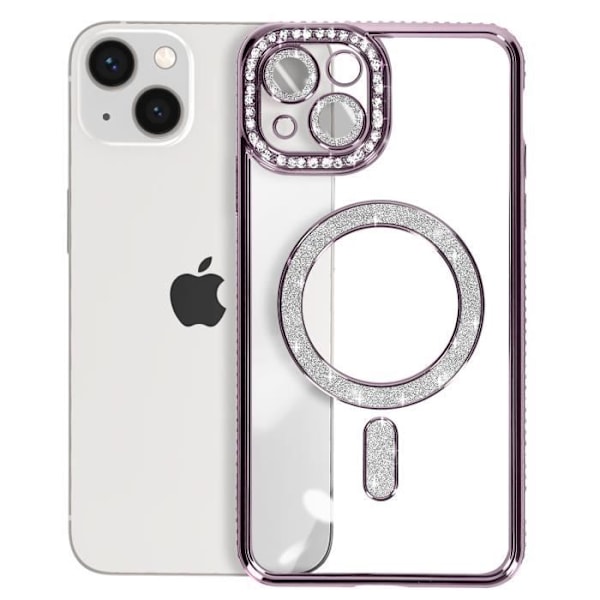 Timanttikotelo iPhone 13 MagSafe Protection Purple Rhinestone Contour -puhelimelle Lila