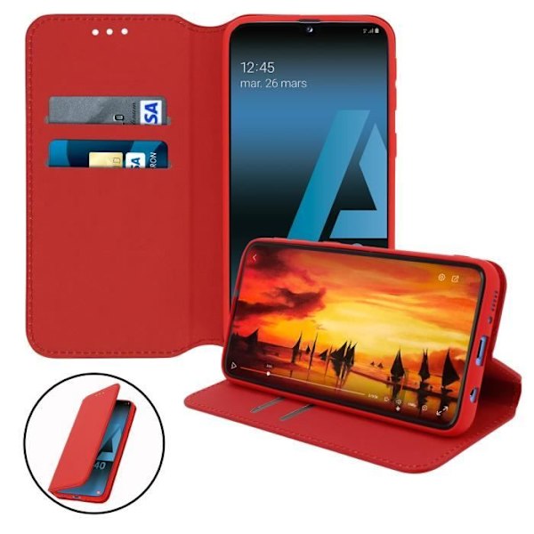 Skal till Samsung Galaxy A40 Folio Plånboksställ Funktion Röd Röd