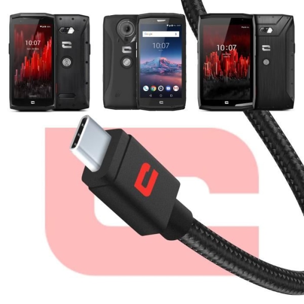 Crosscallin virallinen USB–USB-C-kaapeli, musta 1,2 m