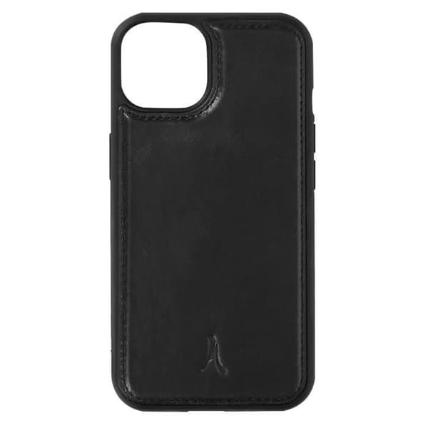 iPhone 13 Cover - Akashi - Hård - Ægte Læder - Quiltet Finish - Sort Svart