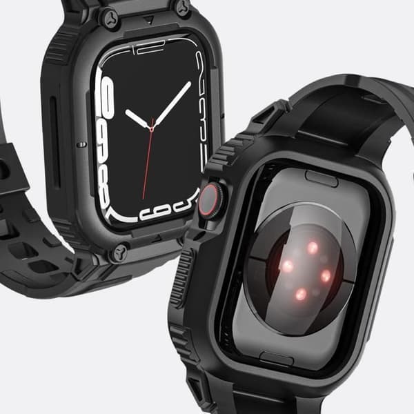 Rem til Apple Watch Ultra 49mm - AVIZAR - Silikone - Sort - Spænde - Beskyttelse af etui Svart
