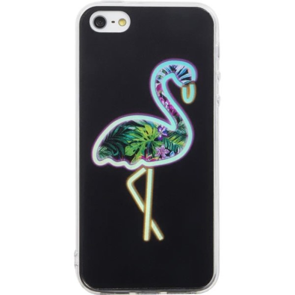 Coque - Flamingo - iPhone 5/5S/SE - Holografisk - Blød - Grafisk beskyttelse sort