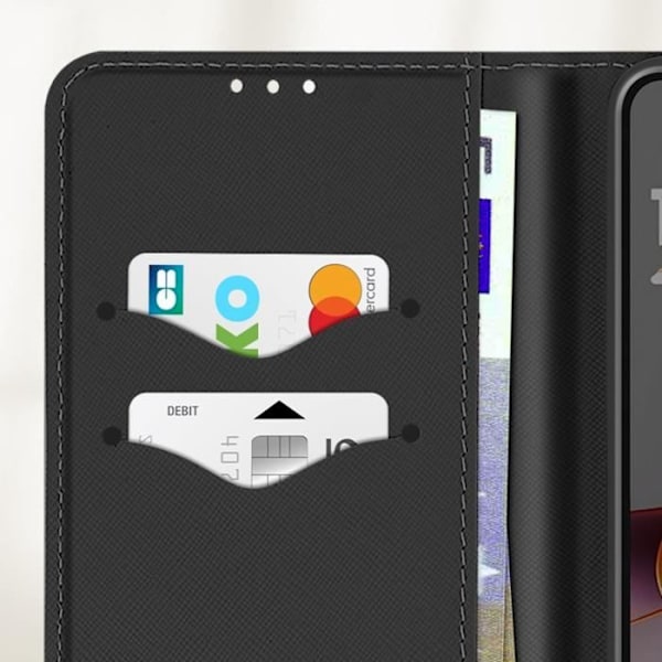 Fodral för Motorola Moto G75 Plånbok Läder Saffiano Fancy Svart Svart
