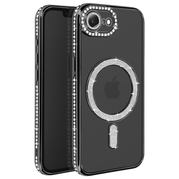 Coque Magsafe - Diamant - iPhone 16e - Sort - Elegant - Holdbar - Rhinsten Svart