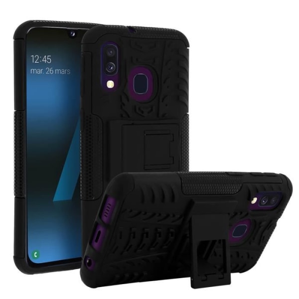 Kotelo Samsung Galaxy A40 Hybrid Protection Iskunkestävälle Hard Video Support Mustalle