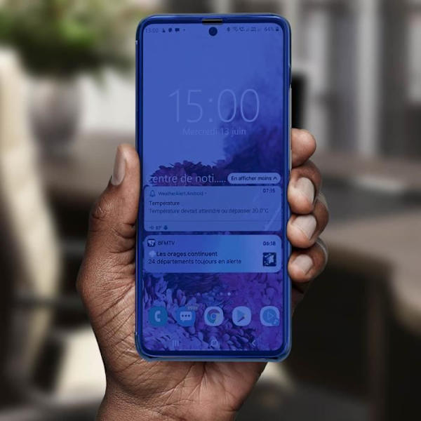 Smartphonefodral - AVIZAR - Samsung Galaxy A51 - Spegel effekt - Videostöd - Blå Blå