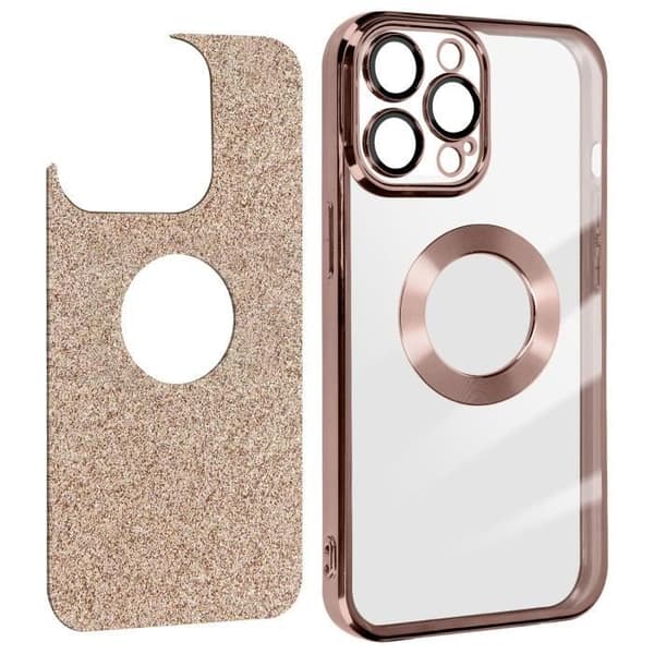 Coque iPhone 12 Pro Max - Protecam - Rose Paillette - Silikonigeeli - Pehmeä - Kromattu Rosa