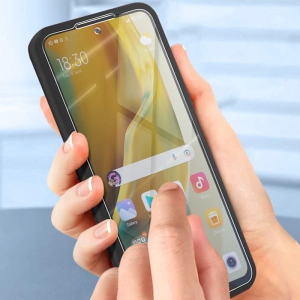 AVIZAR 360° beskyttende etui til Redmi Note 11 og 11s - Hård bagside og blød front - Sort Svart