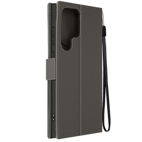 Otter Case til Samsung S23 Ultra - AVIZAR - Wallet Video Support Håndledsrem - Mørkegrå Grå