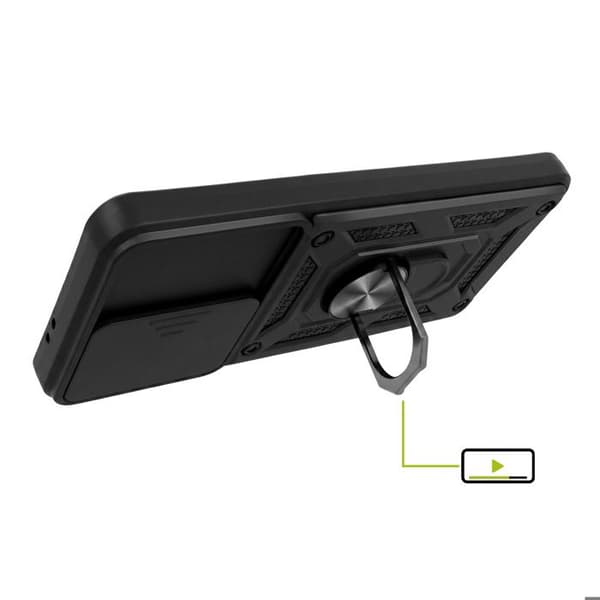Cover til Galaxy S21 med skydelåg til kamera og magnetisk ring Mayaxess Sort Svart