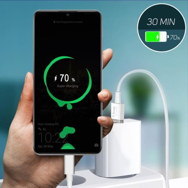 USB til USB Type C-kabel Oplad og synkroniser SuperCharge 5A 1m LinQ Hvid