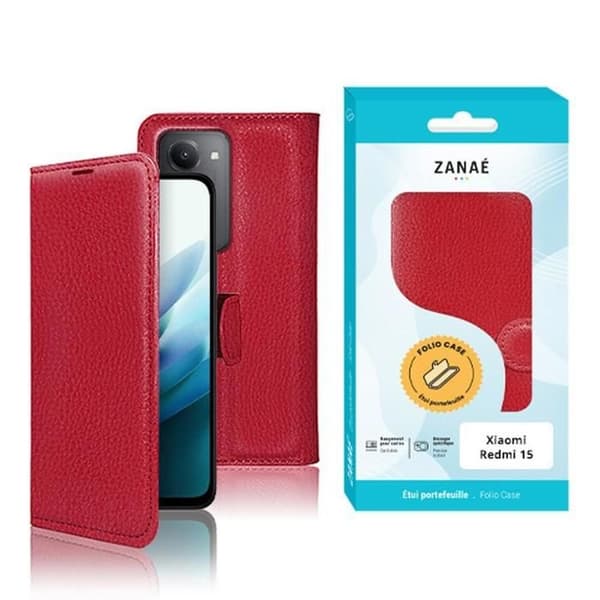 Plånboksfodral - ZANAÉ - Redmi 15 - Röd - Elegant skydd - Multifunktionell Röd