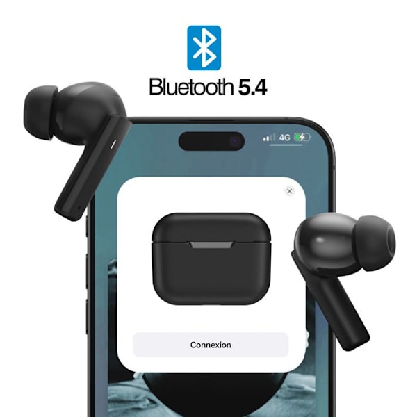 Bluetooth-hovedtelefoner med støjreduktion, 6 timers batterilevetid, berøringskontroller, Akashi, sort Svart
