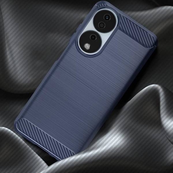 Fodral för Honor 90 Smart - AVIZAR - Kol och borstad effekt - Blå - Halvstyv Blå
