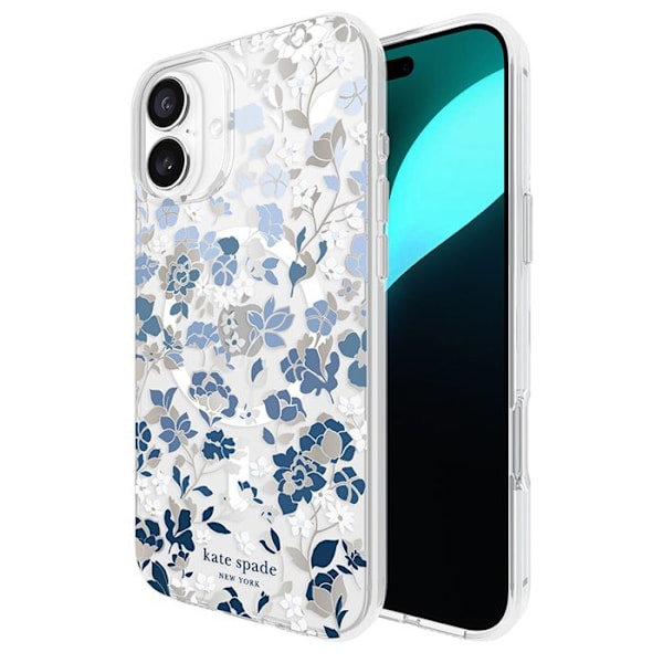 iPhone 16 Plus etui - Flowerbed Blue - Kate Spade New York Protective Gems MagSafe Blomsterbädd Blå