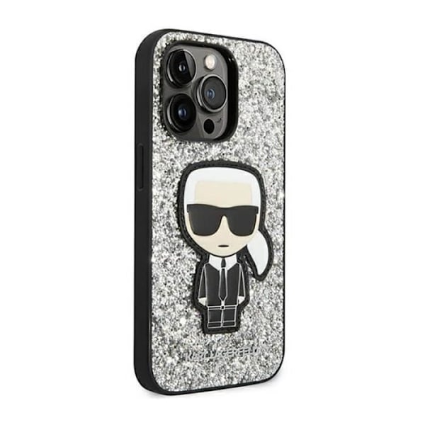 Karl Lagerfeld Glitter Flakes Ikonik - Etui til iPhone 14 Pro (sølv) - 3666339077419