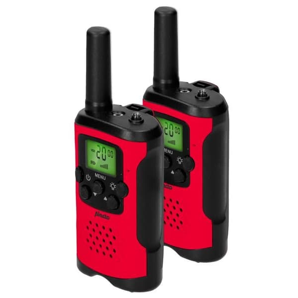 Alecto FR115RD - Sæt med to walkie-talkies til børn, Rækkevidde op til 7 kilometer, rød/sort Rød, Sort