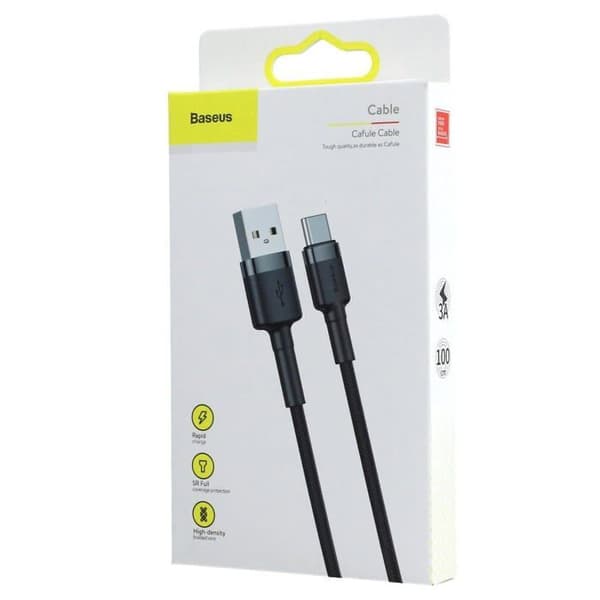 USB Type C-kabel - BASEUS - Snabbladdning - 1m - Flätad nylon - Svart Svart