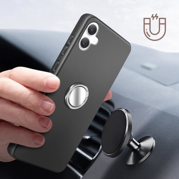 Coque - AVIZAR - Samsung Galaxy A05 - Sort blød silikone - Krom ring - Robust og elegant Grå