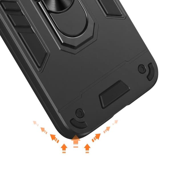 Stødabsorberende cover til Vivo V50 Lite med roterende ring og sort støtte Svart