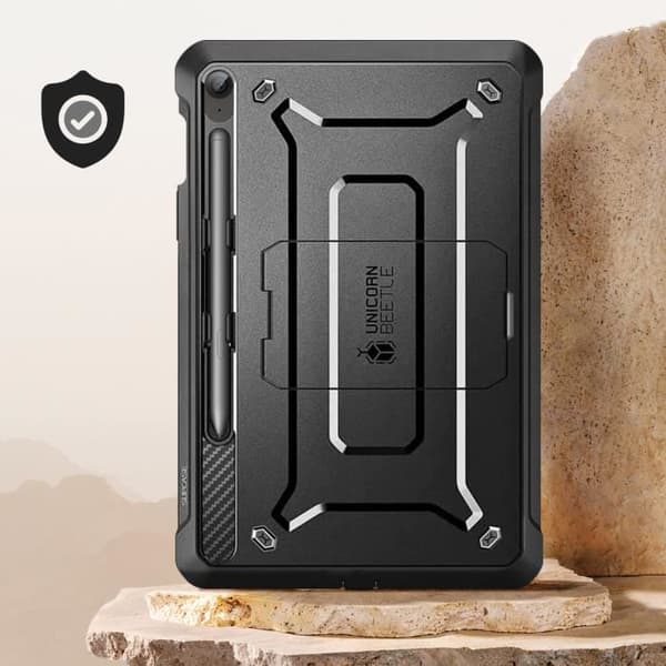 Coque Intégrale - Supcase - Galaxy Tab S9 FE - Stötsäker - Höjd kamerakant - Stöd-funktion Svart