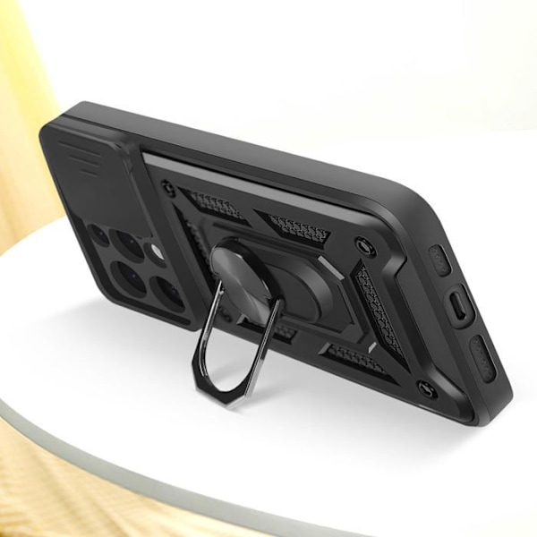 Coque til iPhone 16 Pro med ringesupport og skydelåg til kamera Mayaxess Sort Svart