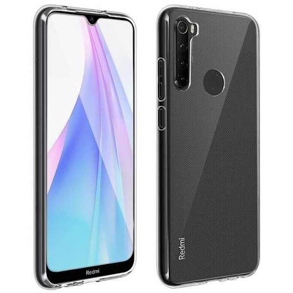 Xiaomi Redmi Note 8T/8 kotelo pehmeä silikoni ja 9H karkaistu lasikalvo läpinäkyvä valkoinen Klar vit