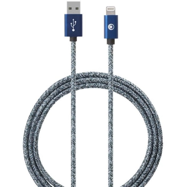 USB A/Lightning vävd kabel 2m 2,4A Blue Bigben