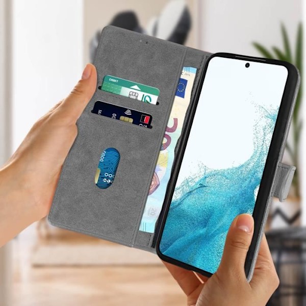 Samsung Galaxy S22 etui - AVIZAR - Pungcover - Standerfunktion - Grå grå