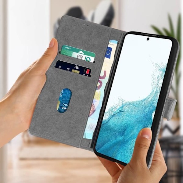 Samsung Galaxy S22 Fodral - AVIZAR - Plånboksfodral - Stativfunktion - Grå grå