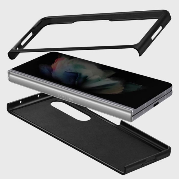 Læderetui Galaxy Z Fold 3 Foldbart Ultratyndt Samsung Lædercover Sort