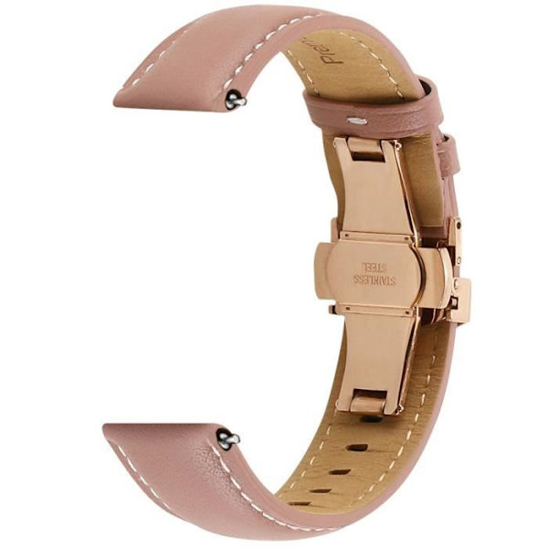 Rem för Galaxy Watch 5 / 5 Pro / 4 Läder Powder Pink Butterfly Spänne Puderrosa