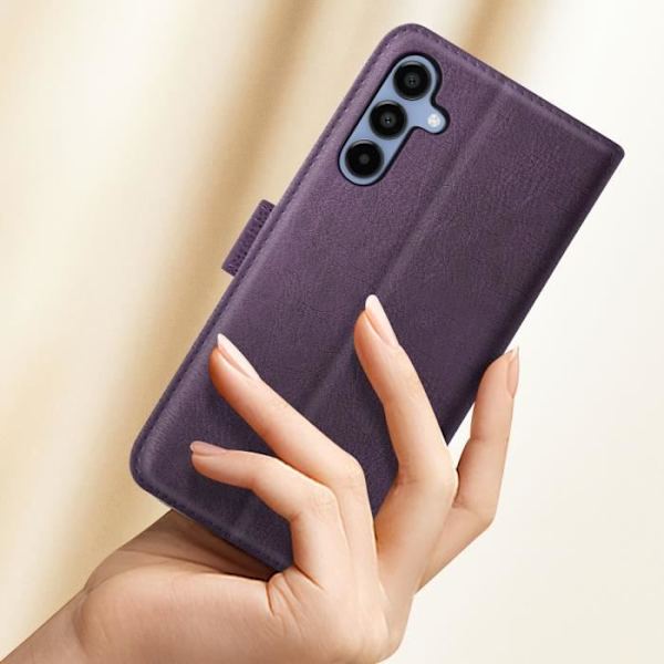 Suojakuori Samsung Galaxy A15:lle - AVIZAR - Chesterfield - Lompakko ja videoteline - violetti Lila