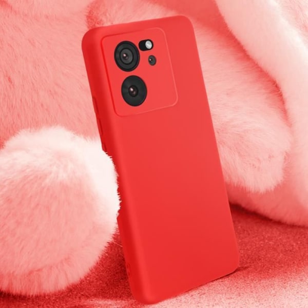 Fodral för Xiaomi 13T och 13T Pro - AVIZAR - Halvstyvt - Röd - Soft-touch - Antispår Röd