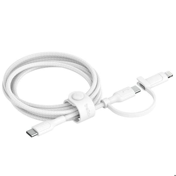 2-i-1 USB-kabel - BELKIN - USB-C Lightning-kabel - 1,5m - Hvid - USB 2.0