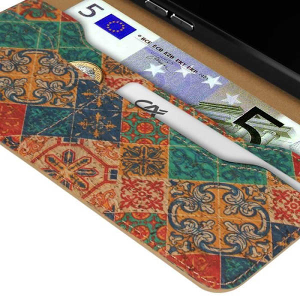 Korkfodral till iPhone 15 Pro Max Flip Wallet Victorian Stand Svart