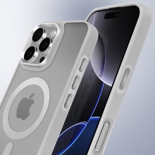 Coque MagSafe - Frostfarve - iPhone 16 Pro - Mat Ryg - Blød Kant - Antiskrid Grå