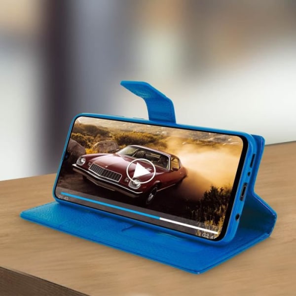 Aftækker til Samsung Galaxy A70 - AVIZAR - Læderetui - Øko-læder - Støttefunktion - Blå Blå